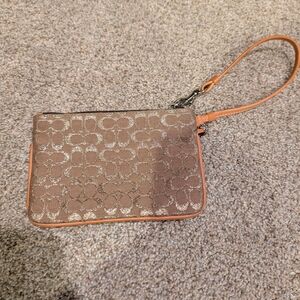 Coach Metallic Tan Wristlet Clutch